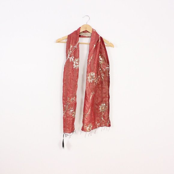 *VILLAGE ARTISAN The Skinny Kantha Scarf in the Warm  Sunset Palette - Picture 5 of 7